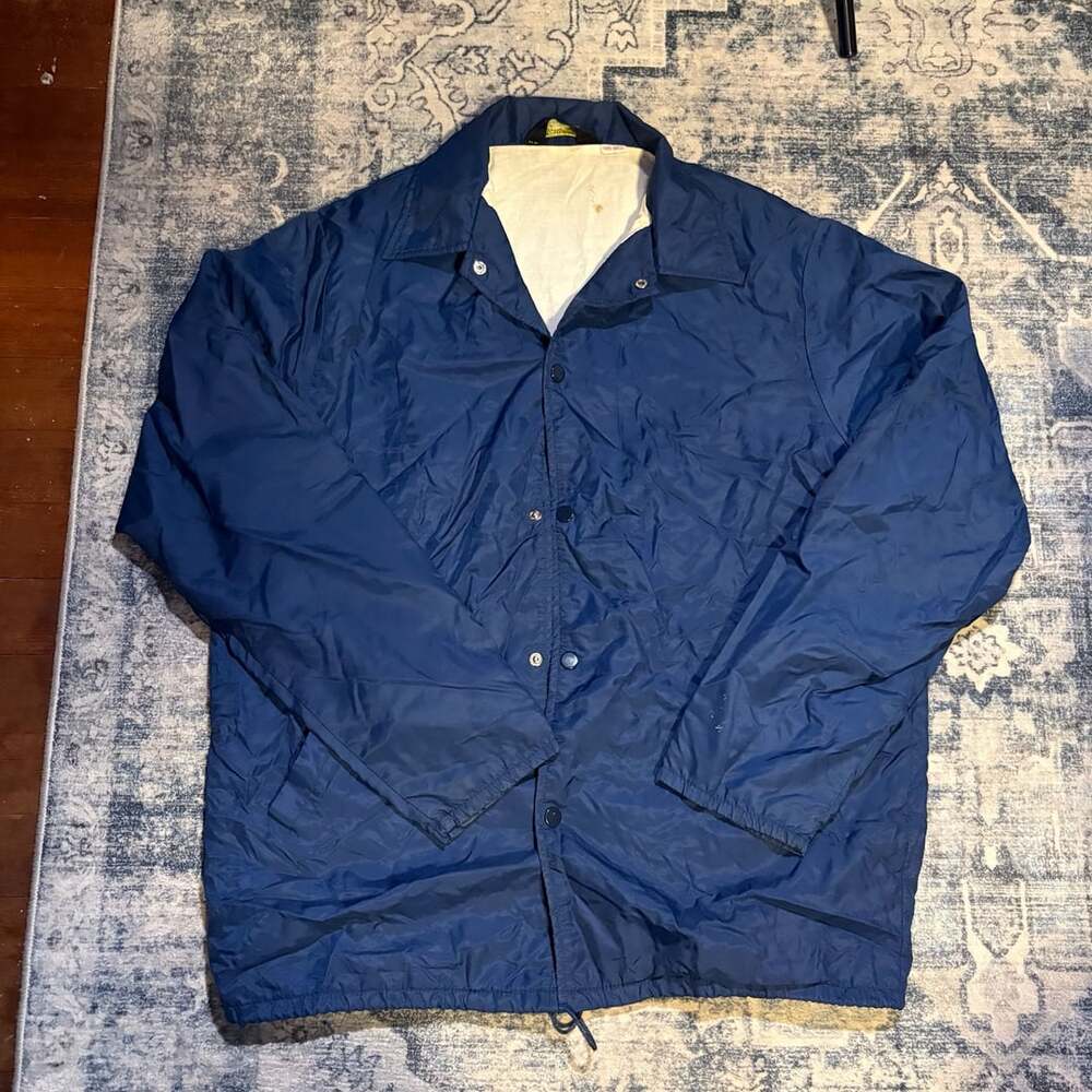 Vintage JCPenney Nylon Coaches Jacket Blue Size M